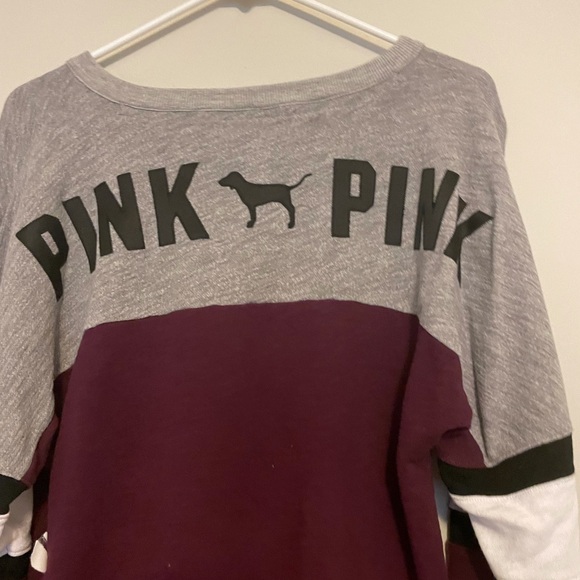 Pink Victoria’s Secret maroon lace up pullover - Picture 3 of 5